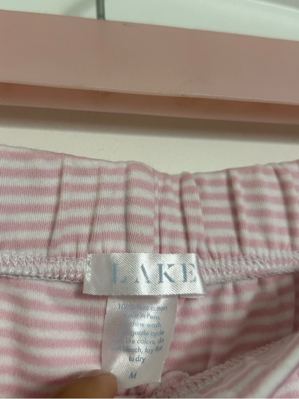 Lake 100% Pima Cotton Enligh Rose Stripe Pink Pajama Shorts Size M cozy lounge - Picture 6 of 11